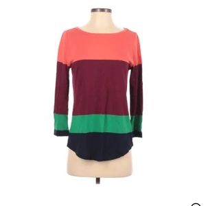 J Crew Color block Stripe Knit Linen Blend Sweater Top S